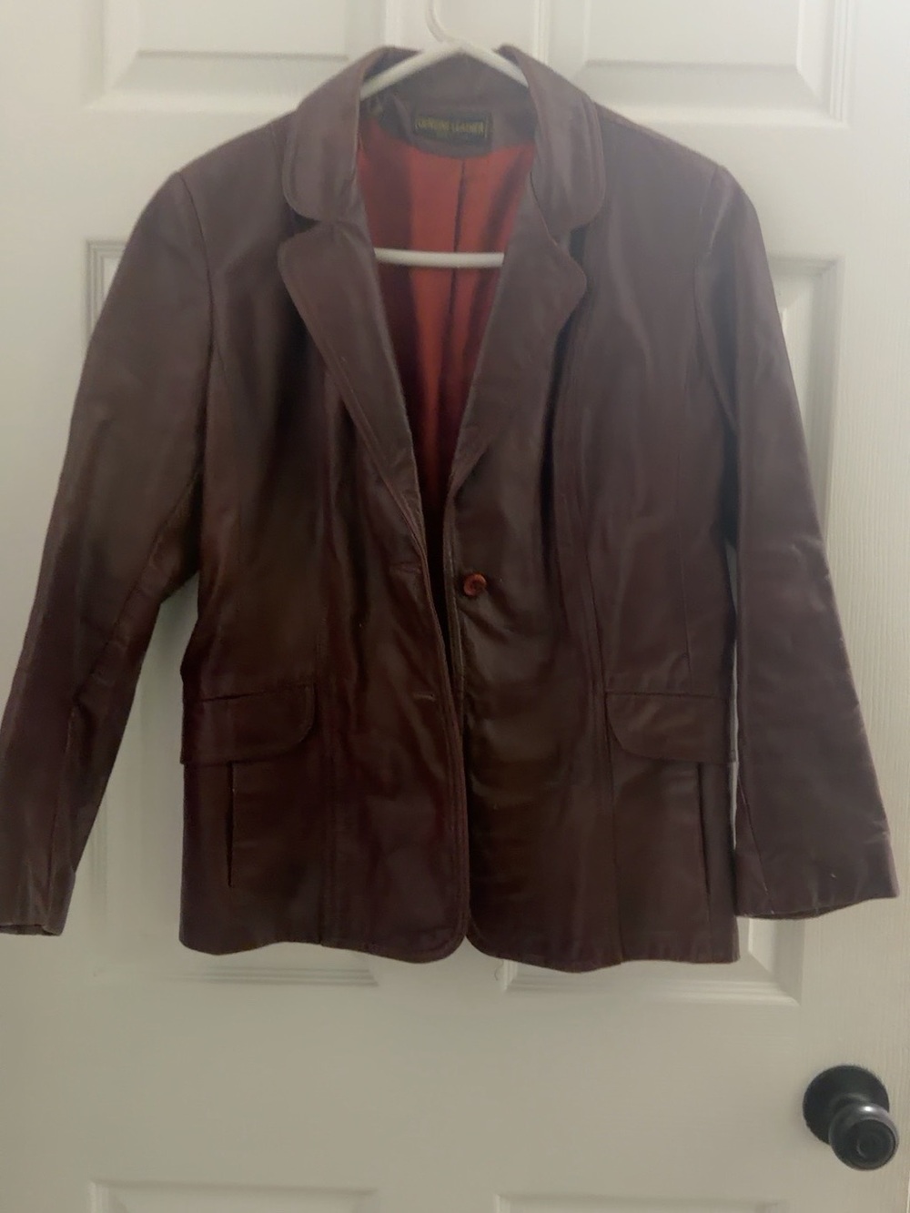 Women's Brown Burgandy Leather Blazer Jacket -